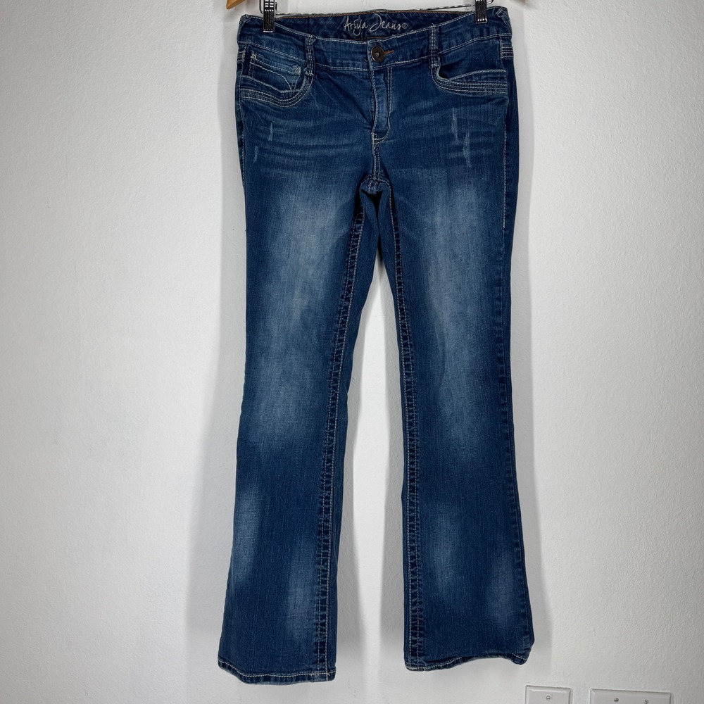 Ariya Jeans Bootcut Embroidered Flap Pocket Denim‎ Jeans 11 Blue Western Cowgirl